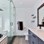 modern bathroom with shower and vanity